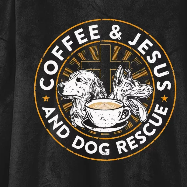 Coffee& Jesus And Dog Rescue Animal Rescue Cat Dog Hooded Wearable Blanket