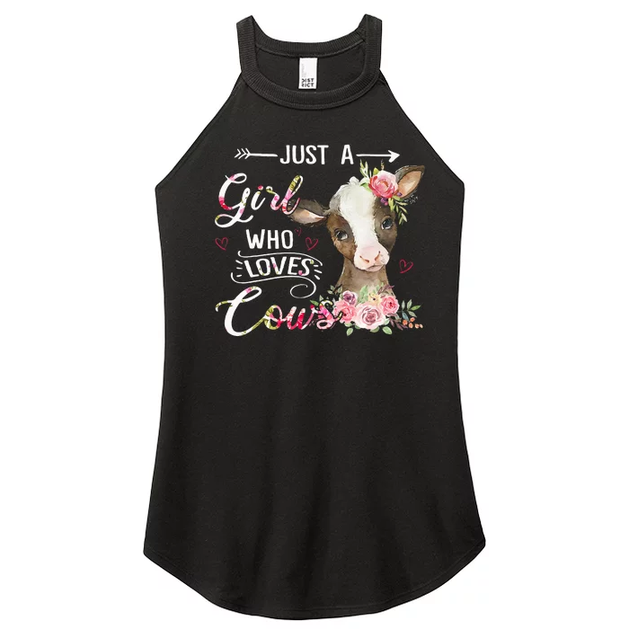 Cow Just A Girl Who Loves Cows Funny  Gifts Women’s Perfect Tri Rocker Tank