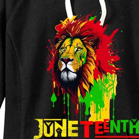 Celebrate Junenth African Lion Face Freedom Day 1865 Gift Women's Fleece Hoodie