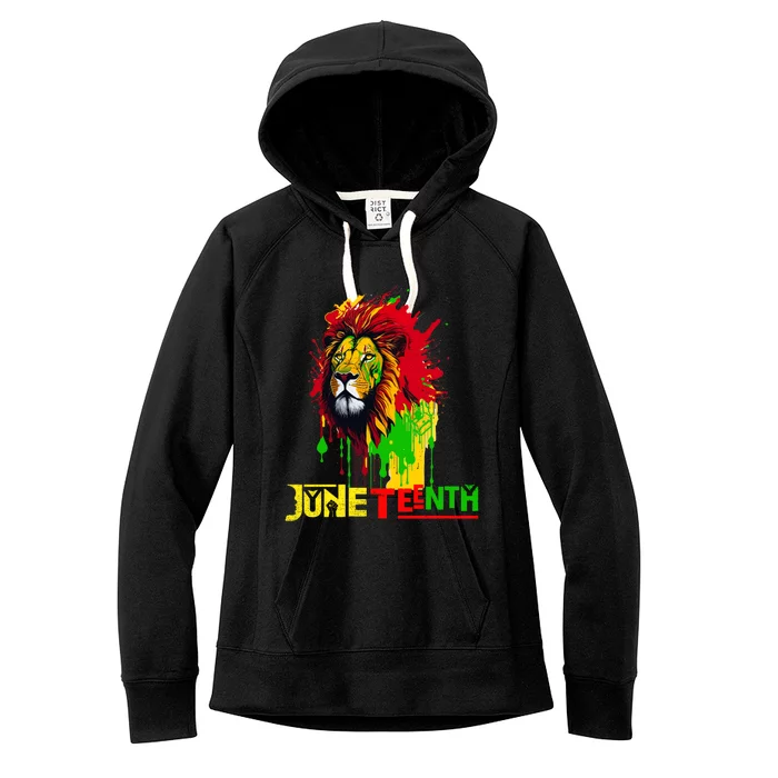 Celebrate Junenth African Lion Face Freedom Day 1865 Gift Women's Fleece Hoodie