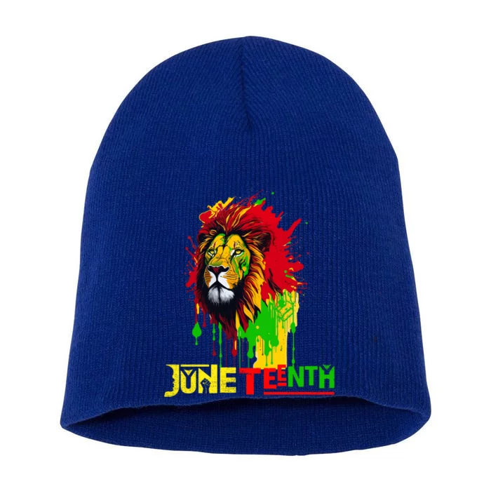 Celebrate Junenth African Lion Face Freedom Day 1865 Gift Short Acrylic Beanie