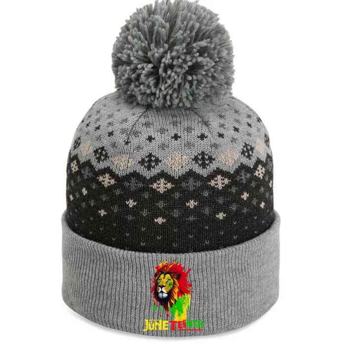 Celebrate Junenth African Lion Face Freedom Day 1865 Gift The Baniff Cuffed Pom Beanie