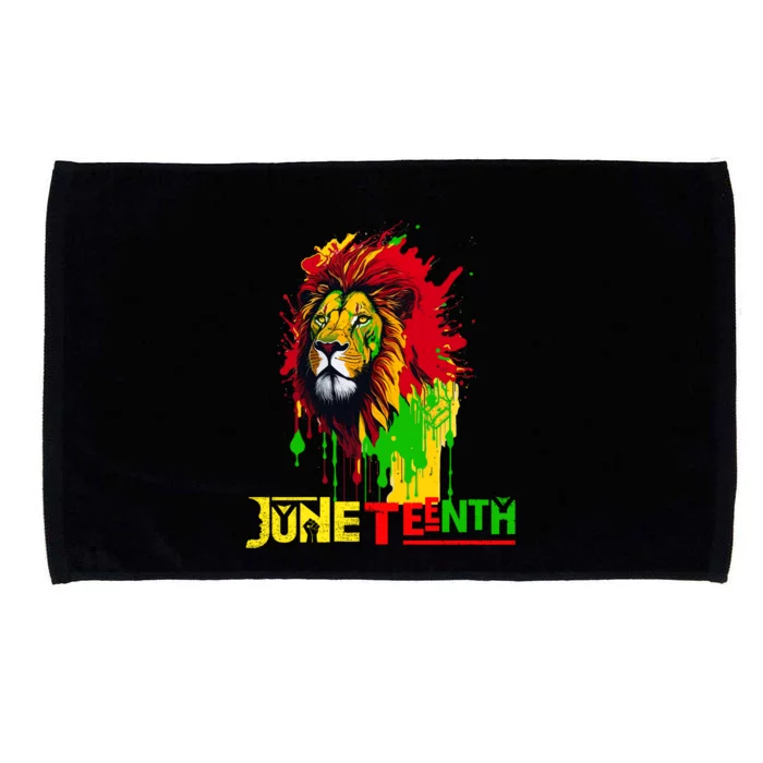 Celebrate Junenth African Lion Face Freedom Day 1865 Gift Microfiber Hand Towel