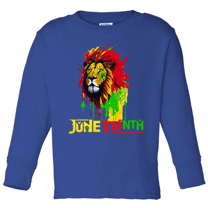 Celebrate Junenth African Lion Face Freedom Day 1865 Gift Toddler Long Sleeve Shirt