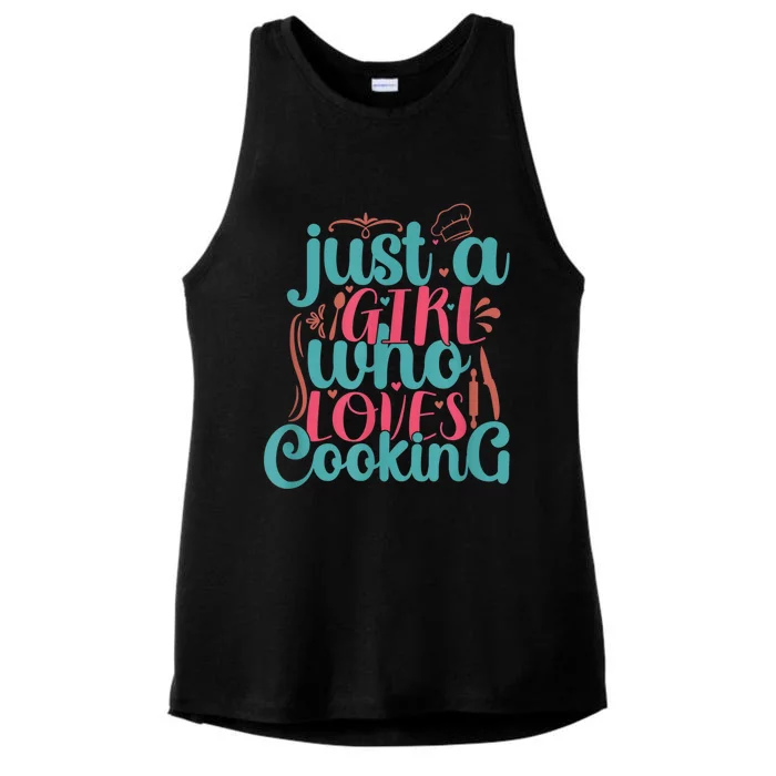 Cook Just A Girl Who Loves Cooking Chef Ladies Tri-Blend Wicking Tank