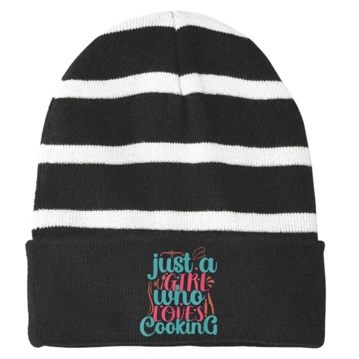 Cook Just A Girl Who Loves Cooking Chef Striped Beanie with Solid Band