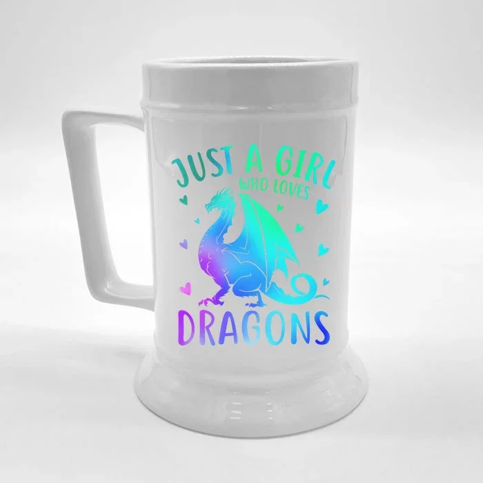 Cute Just A Girlss Who Loves Dragons Women Front & Back Beer Stein