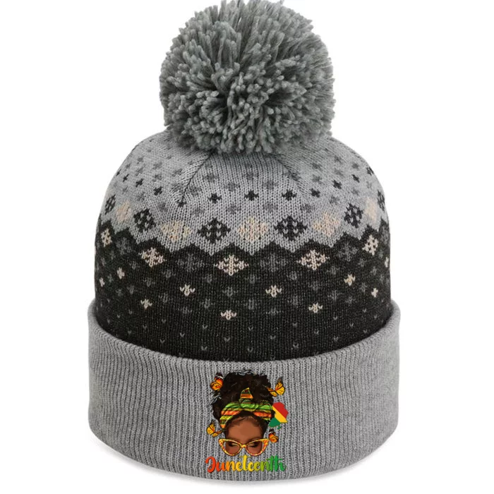 Celebrate Juneteenth Afro Messy Bun Black Women Melanin The Baniff Cuffed Pom Beanie