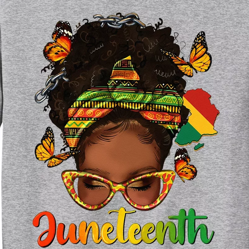 Celebrate Juneteenth Afro Messy Bun Black Women Melanin Tall Sweatshirt