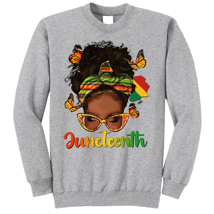 Celebrate Juneteenth Afro Messy Bun Black Women Melanin Tall Sweatshirt