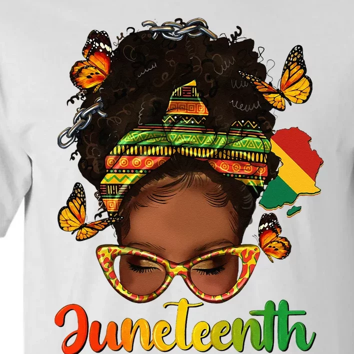 Celebrate Juneteenth Afro Messy Bun Black Women Melanin Tall T-Shirt