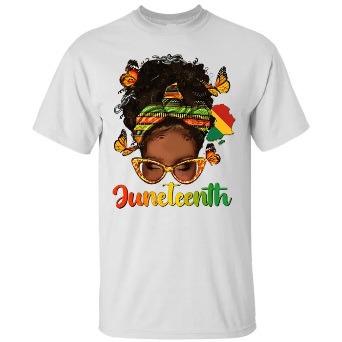 Celebrate Juneteenth Afro Messy Bun Black Women Melanin Tall T-Shirt