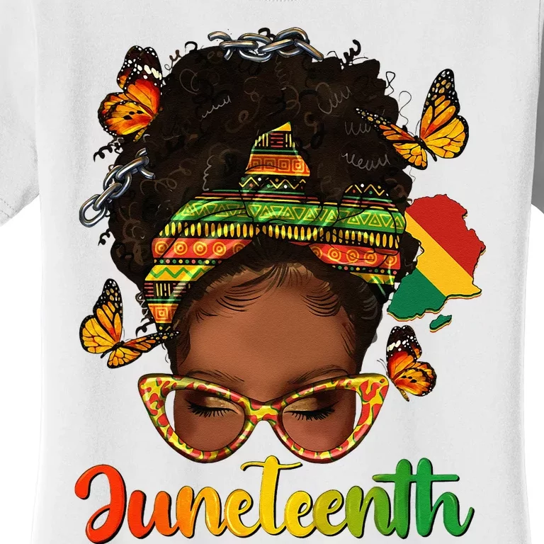 Celebrate Juneteenth Afro Messy Bun Black Women Melanin Women's T-Shirt