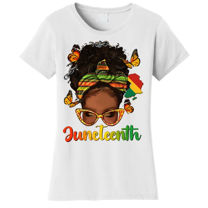 Celebrate Juneteenth Afro Messy Bun Black Women Melanin Women's T-Shirt