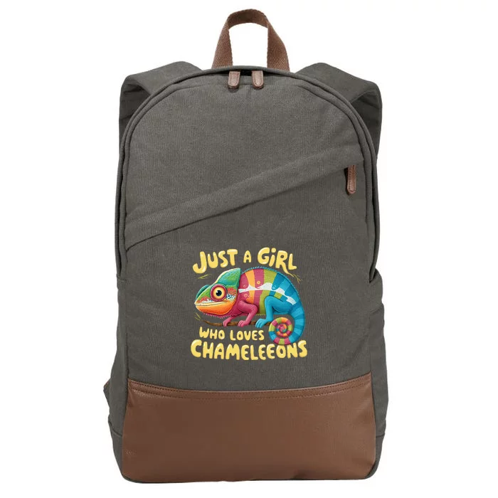 Chameleon Just A Girl Who Loves Chameleons Cotton Canvas Backpack