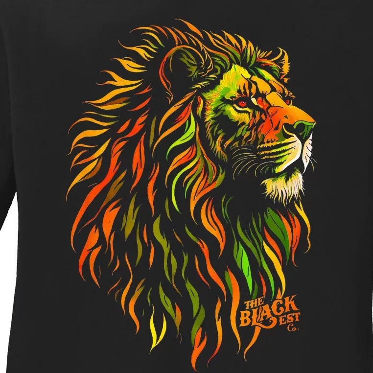 Celebrate Juneteenth African Lion Face Freedom Day 1865 Ladies Long Sleeve Shirt