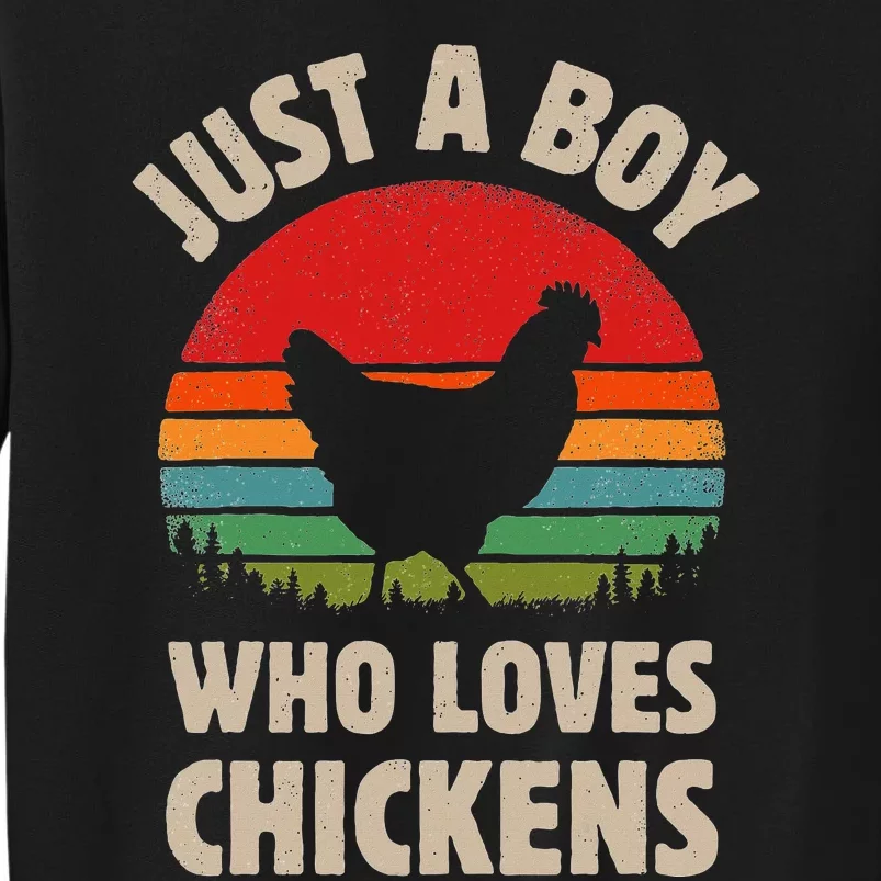 Chicken Just A Boy Who Loves Retro Farm Animal Farmer Sunset Sweatshirt