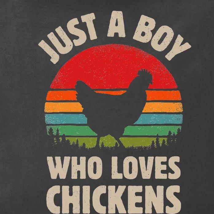 Chicken Just A Boy Who Loves Retro Farm Animal Farmer Sunset Zip Tote Bag