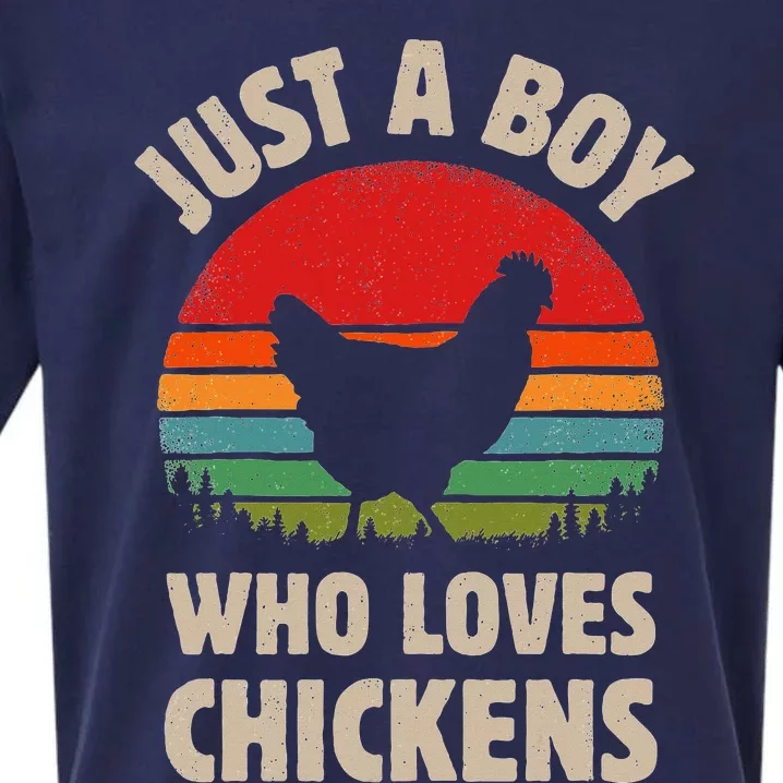 Chicken Just A Boy Who Loves Retro Farm Animal Farmer Sunset Sueded Cloud Jersey T-Shirt