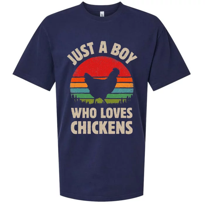 Chicken Just A Boy Who Loves Retro Farm Animal Farmer Sunset Sueded Cloud Jersey T-Shirt