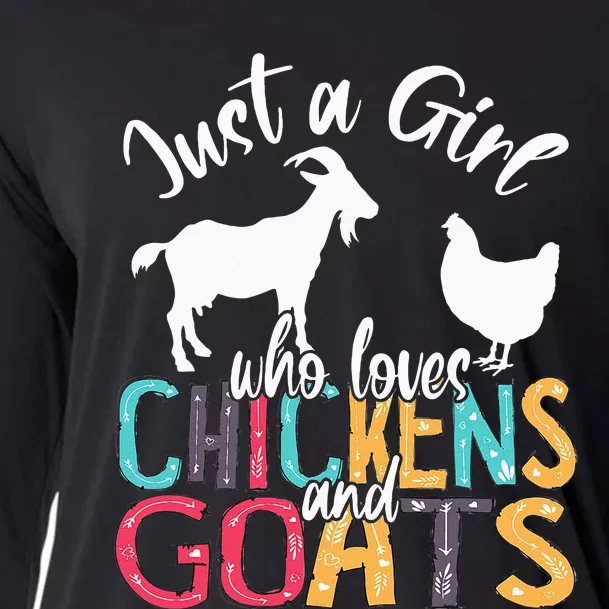 Cute Just A Girl Who Loves Chickens Goats Farmer Cooling Performance Long Sleeve Crew