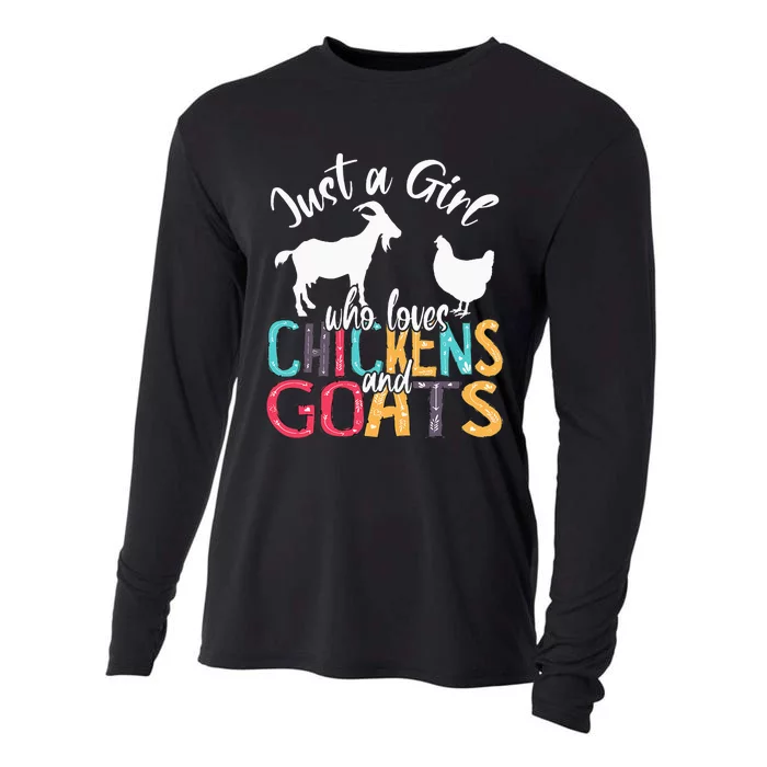 Cute Just A Girl Who Loves Chickens Goats Farmer Cooling Performance Long Sleeve Crew