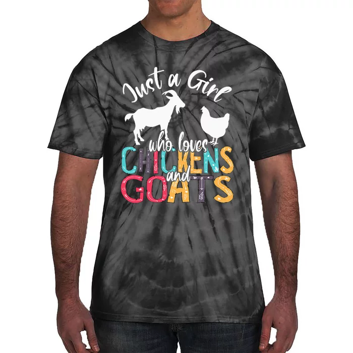 Cute Just A Girl Who Loves Chickens Goats Farmer Tie-Dye T-Shirt