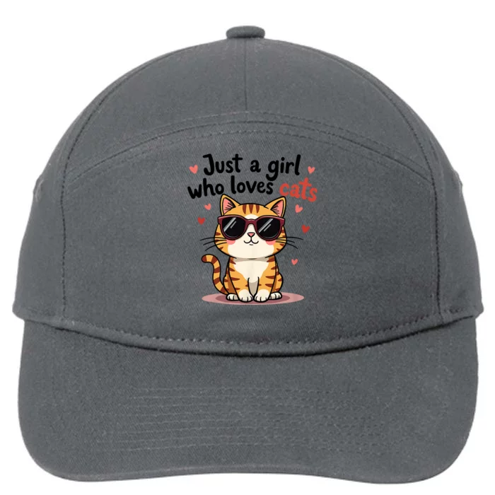 Cats Just A Girl Who Loves Cats 7-Panel Snapback Hat