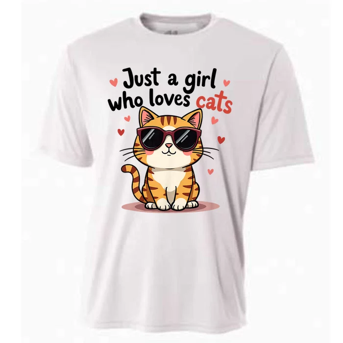 Cats Just A Girl Who Loves Cats Cooling Performance Crew T-Shirt