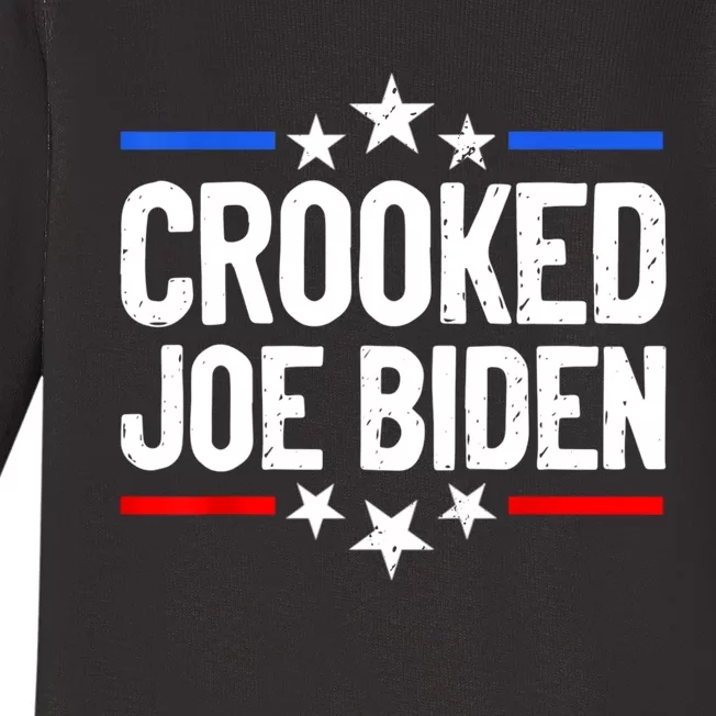 Crooked Joe Biden Confused Anti Biden Baby Long Sleeve Bodysuit