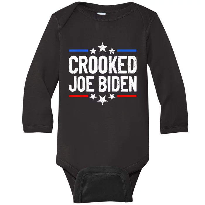 Crooked Joe Biden Confused Anti Biden Baby Long Sleeve Bodysuit