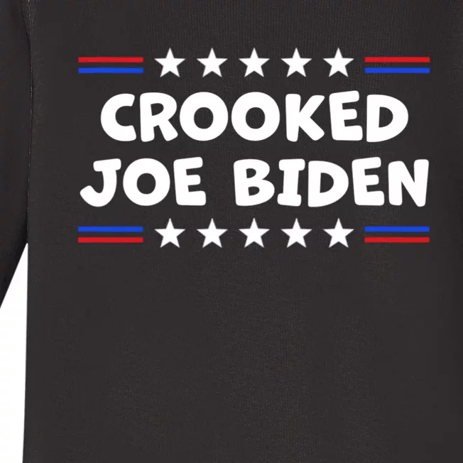 Crooked Joe Biden Confused Anti Biden Baby Long Sleeve Bodysuit