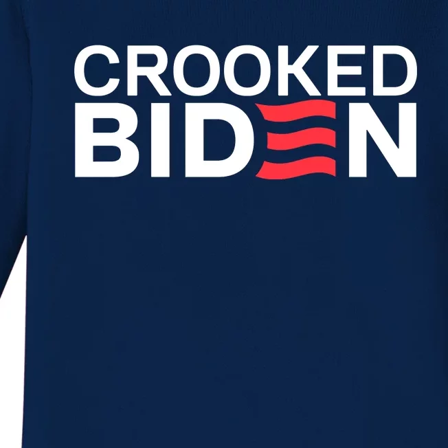 Crooked Joe Biden Pro Trump Political Baby Long Sleeve Bodysuit