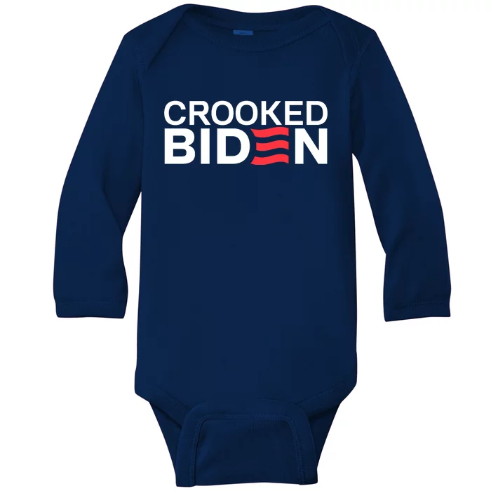 Crooked Joe Biden Pro Trump Political Baby Long Sleeve Bodysuit