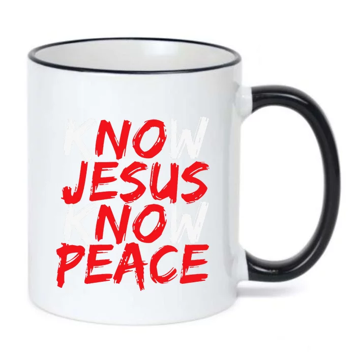 Christian Jesus Bible Verse Scripture Know Jesus Know Peace Black Color Changing Mug