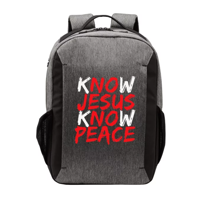 Christian Jesus Bible Verse Scripture Know Jesus Know Peace Vector Backpack