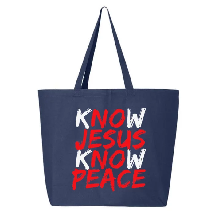 Christian Jesus Bible Verse Scripture Know Jesus Know Peace 25L Jumbo Tote