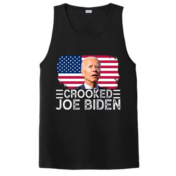 Crooked Joe Biden Flag Pro Trump 2024 Performance Tank