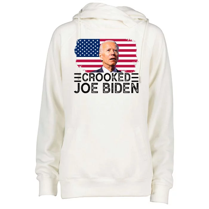 Crooked Joe Biden Flag Pro Trump 2024 Womens Funnel Neck Pullover Hood