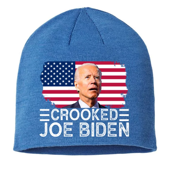 Crooked Joe Biden Flag Pro Trump 2024 8 1/2in Sustainable Knit Beanie