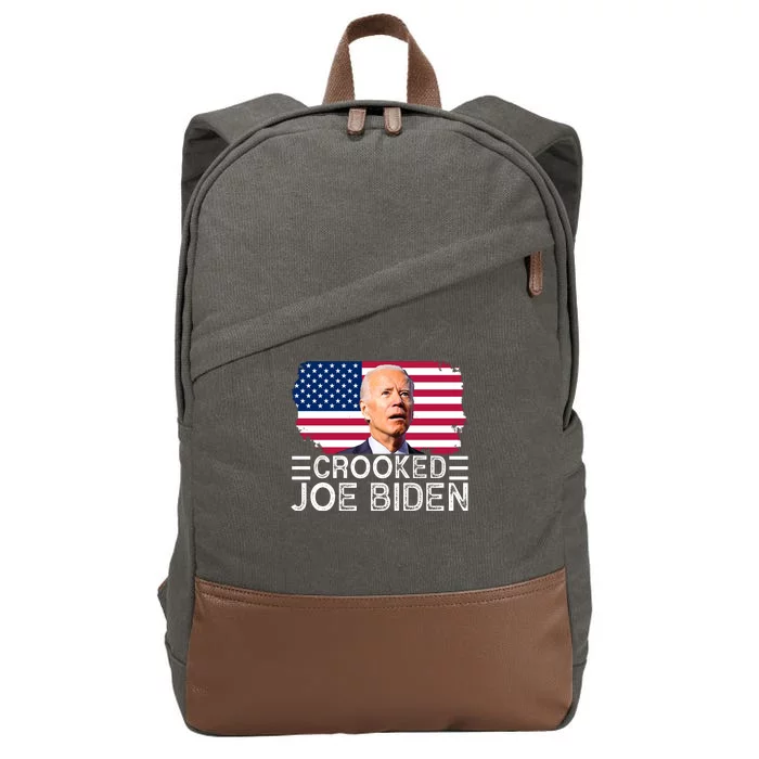 Crooked Joe Biden Flag Pro Trump 2024 Cotton Canvas Backpack