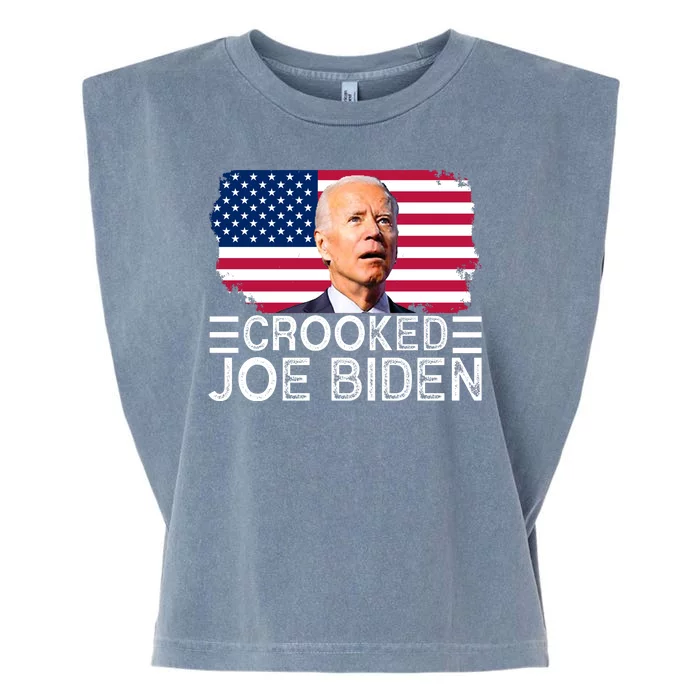 Crooked Joe Biden Flag Pro Trump 2024 Garment-Dyed Women's Muscle Tee