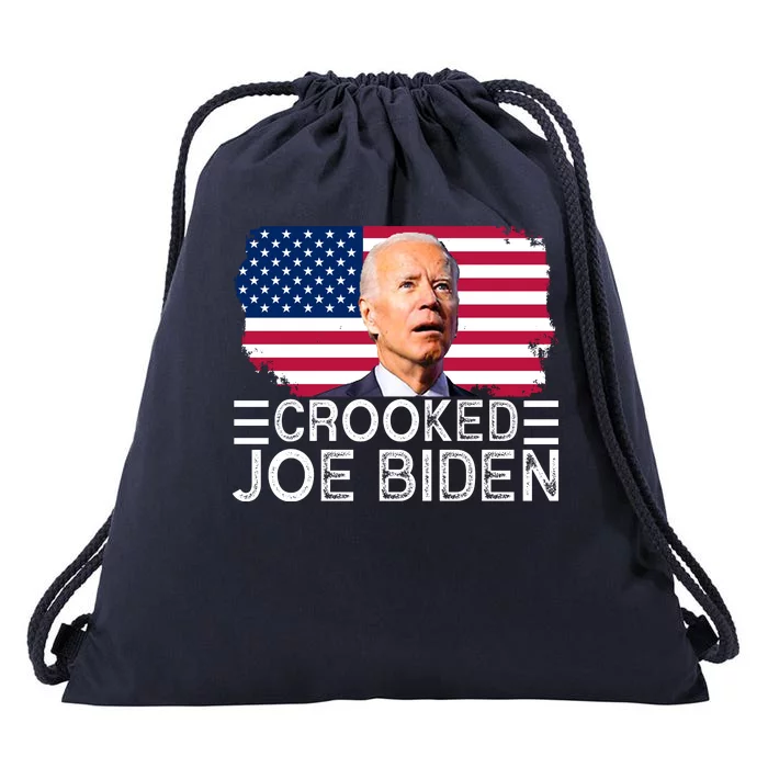 Crooked Joe Biden Flag Pro Trump 2024 Drawstring Bag