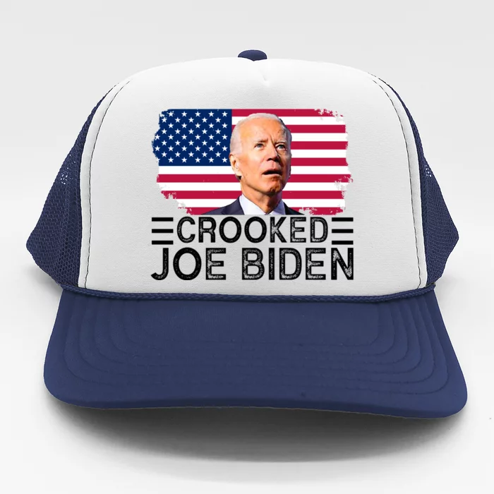 Crooked Joe Biden Flag Pro Trump 2024 Trucker Hat