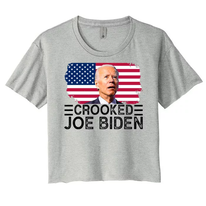 Crooked Joe Biden Flag Pro Trump 2024 Women's Crop Top Tee