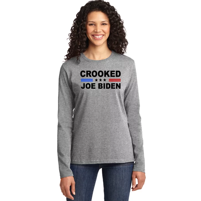 Crooked Joe Biden Trump Quote Political Ladies Long Sleeve Shirt