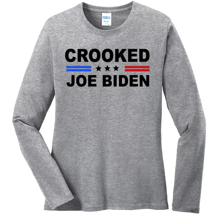 Crooked Joe Biden Trump Quote Political Ladies Long Sleeve Shirt