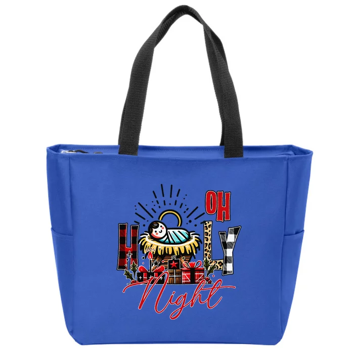 Christmas Jesus Born Holly Night Zip Tote Bag