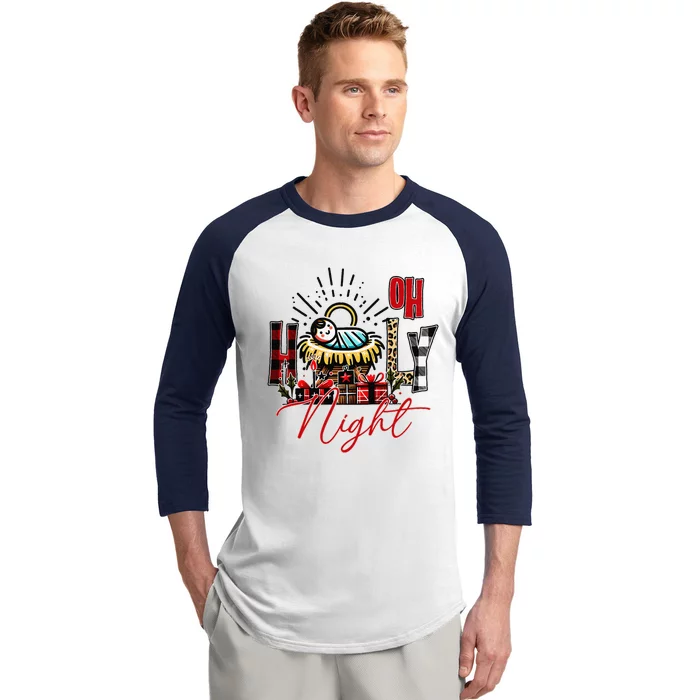 Christmas Jesus Born Holly Night Baseball Sleeve Shirt