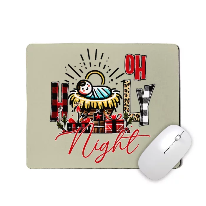 Christmas Jesus Born Holly Night Mousepad